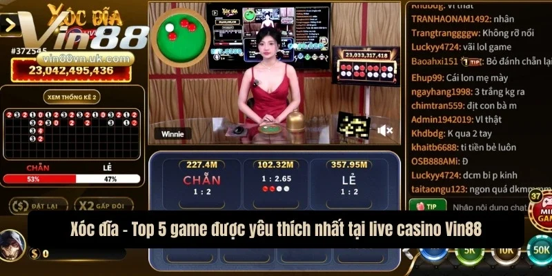 Xóc đĩa - Top 5 game được yêu thích nhất tại live casino Vin88